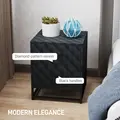 HOMCOM Bedside Tables Set of 2, Modern Bedside Table Nightstand with 2 Drawers, Bedside Cabinet Sofa Side Table with Storage, Steel Legs for Bedroom, Living Room, Black - 3