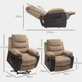 HOMCOM Power Lift Recliner Chair for Elderly, Patchwork Design Oversized Electric Riser and Recliner Armchair for Living Room with Remote Control, USB Port and 2 Side Pockets, Brown - 2