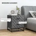 HOMCOM Bedside Tables Set of 2, Modern Bedside Table Nightstand with 2 Drawers, Bedside Cabinet Sofa Side Table with Storage, Steel Legs for Bedroom, Living Room, Grey - 3