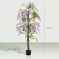 HOMCOM 180cm Ficus Artificial Tree, Fake Wisteria Tree in Nursery Pot, Indoor Greenery Tall Faux Floor Plant for Living Room Office Decor, Purple - 2