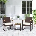 Outsunny Three-Piece Rattan Chair Set - White - 7