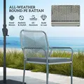 Outsunny Five-Piece PE Rattan Garden Dining Set with Cushions & Stackable Chairs - Light Grey - 4