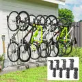 SPORTNOW 8 Pack Bike Rack, Wall Mounted Bicycle Hanger Hook, Foldable Garage Bike Wall Rack, Bicycle Storage Holder for Indoor Outdoor Use - 1