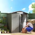 Outsunny 4.3 x 5ft Outdoor Garden Storage Shed - Grey Wood Effect - 1