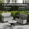 Outsunny 151.5L Storage Garden Bench, with Cushion - Grey - 3