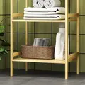 HOMCOM Three-Tier Bamboo Adjustable Shelf Storage Unit - 8