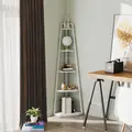 HOMCOM Five-Tier Corner Shelf - White - 1