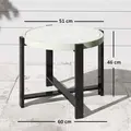 Outsunny Round Small Garden Table, 60cm Outdoor Side Table with Faux Marble Tempered Glass Top, Aluminium Frame for Garden, Patio, Balcony, Light Grey - 2