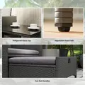 Outsunny Five Piece Rattan Garden Furniture Set with 2-Tier Coffee Table and Ottomans - Grey - 9