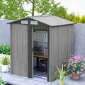 Outsunny 4.3 x 5ft Outdoor Garden Storage Shed - Grey Wood Effect - 8
