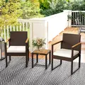 Outsunny Three-Piece Rattan Chair Set - White - 8