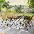 Outsunny Four-Piece Stacking Rattan Garden Seat Set - Khaki - 7