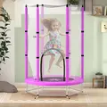 AIYAPLAY 4.6ft Toddler Trampoline w/ Safety Enclosure Net, for Indoor Outdoor Use, Ages 3-6 Years, Purple - 1