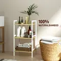 HOMCOM Three-Tier Bamboo Adjustable Shelf Storage Unit - 6