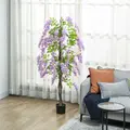 HOMCOM 180cm Ficus Artificial Tree, Fake Wisteria Tree in Nursery Pot, Indoor Greenery Tall Faux Floor Plant for Living Room Office Decor, Purple - 6