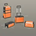 HOMCOM 3-in-1 Stackable Rolling Tool Box - Orange - 2