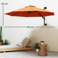 Outsunny 3(m) Wall-Mounted Parasol Shade, with Handle - Orange - 2