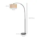 HOMCOM Rattan Floor Lamp for Living Room, Farmhouse Arc Standing Lamp with Dual-Layer Shade & Foot Switch, Height Adjustable Minimalist Tall Pole Lampshade for Bedroom, Office, Black - 2