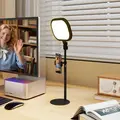 HOMCOM Selfie Light for Video Conference Lighting, Dimmable Desk Lamp with Stand Phone Holder, 5 Colour Modes & 10 Brightness Levels, Memory Function for Home Office, Recording, Video Calls, Black - 1