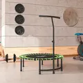 HOMCOM Mini Round Steel Frame Trampoline w/ Adjustable Handle, Green - 8
