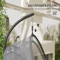 Outsunny Hanging Egg Chair, with Cushion - Dark Grey - 6