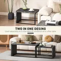 HOMCOM Nesting Coffee Table Set of 2, Industrial Stacking Side End Tables with Metal Frame for Living Room, Bedroom, Dark Grey Marble Effect - 5