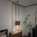 HOMCOM Linen Pendant Light, Bedside Ceiling Lamps with E27 Bulb, Modern Hanging Lights for Living Room, Bedroom, Kitchen, Hallway, Black - 1