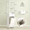 HOMCOM Tall Bathroom Cabinet, with Laundry Basket - White - 2