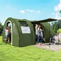 Outsunny 5-6 Man Camping Tent with 2 Room, Floor and Carry Bag - Green - 1