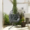 Outsunny Hanging Egg Chair, with Cushion - Dark Grey - 8