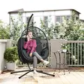 Outsunny Hanging Egg Chair, with Cushion - Dark Grey - 1