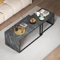 HOMCOM Nesting Coffee Table Set of 2, Industrial Stacking Side End Tables with Metal Frame for Living Room, Bedroom, Dark Grey Marble Effect - 7