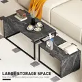 HOMCOM Nesting Coffee Table Set of 2, Industrial Stacking Side End Tables with Metal Frame for Living Room, Bedroom, Dark Grey Marble Effect - 3