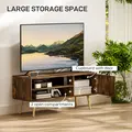 HOMCOM TV Stand up to 55 Inches, TV Unit with Open Shelves and Cable Holes - Brown - 3