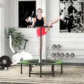 HOMCOM Mini Round Steel Frame Trampoline w/ Adjustable Handle, Green - 1