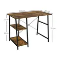 HOMCOM Industrial-Style Work Desk, with Shelves - Brown/Black - 2