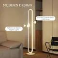 HOMCOM LED Floor Lamp, Dimmable Floor Standing Lamp with Glass Night Light, Foot Switch for Living Room, Bedroom, Office, White - 3
