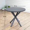 Outsunny Garden Table, 85cm Round Outdoor Dining Table with Steel Frame, Wood Effect Top, for Balcony, Deck, Dark Grey - 2