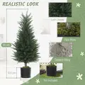 HOMCOM Artificial Plants Outdoor, 90 cm Fake Cypress Tree with Plastic Pots, UV-Resistant Faux Plants for Garden Front Porch Decoration, 2 Pack - 3