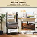 HOMCOM 4-Tier Printer Stand with Power Outlets and Wheels - Rustic Brown - 4
