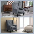 HOMCOM Wingback Accent Chair, Retro Upholstered Button Tufted Occasional Chair for Living Room and Bedroom, Grey - 7