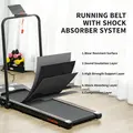 HOMCOM Foldable Walking Treadmill, with LED Display and Wheels, for Home, Office, Fitness Studio, Orange - 6