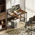 HOMCOM 2-Tier Computer Desk, 100 x 60 cm, Rustic Brown - 6