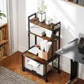 HOMCOM 4-Tier Printer Stand with Power Outlets and Wheels - Rustic Brown - 7