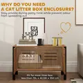 PawHut Cat Litter Box Enclosure with Tall Legs, Scratching Board, Double Doors, Ventilation Holes, 80 x 45 x 50 cm, Dark Brown - 4