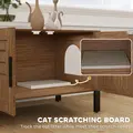PawHut Cat Litter Box Enclosure with Tall Legs, Scratching Board, Double Doors, Ventilation Holes, 80 x 45 x 50 cm, Dark Brown - 5