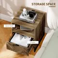 HOMCOM Bedside Table with Drawer and Shelf, Side End Table with Steel Legs for Living Room, Bedroom, Brown Wood Effect - 4