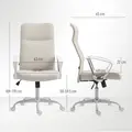 HOMCOM Fabric High Back Office Chair - Cream White - 2