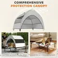 PawHut Portable Elevated Dog Bed with Removable Canopy, Cooling Raised Pet Cot for Medium Large Dogs, 92 x 75 x 89 cm - 3
