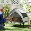 PawHut Portable Elevated Dog Bed with Removable Canopy, Cooling Raised Pet Cot for Medium Large Dogs, 92 x 75 x 89 cm - 1